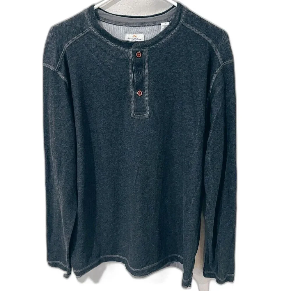 Tommy Bahama Long Sleeve Henley 3-Button Men's L Island Modern Fit - Picture 1 of 5